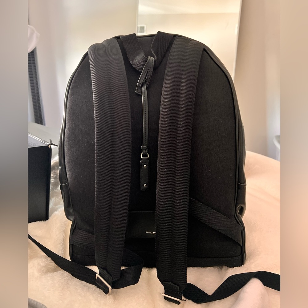 AUTHENTIC Matte black leather Saint Laurent (YSL) city backpack bag. - Picture 3 of 7